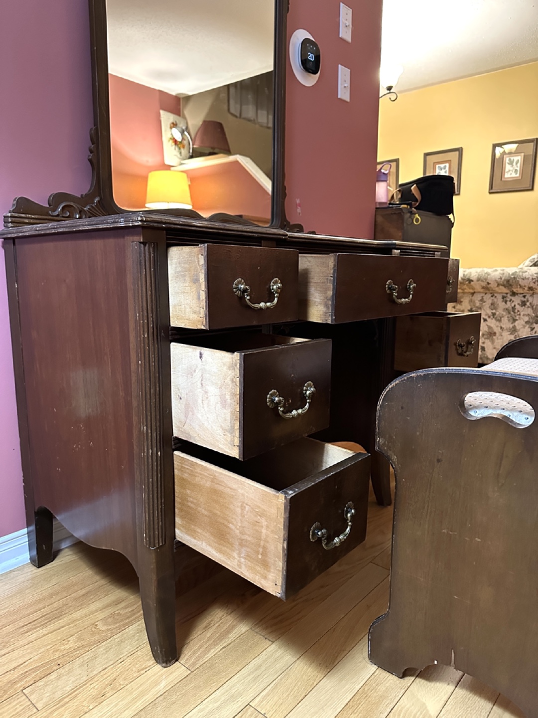 1923 Antique Solid Wood Vanity with Bench (CAN DELIVER) - photo 3