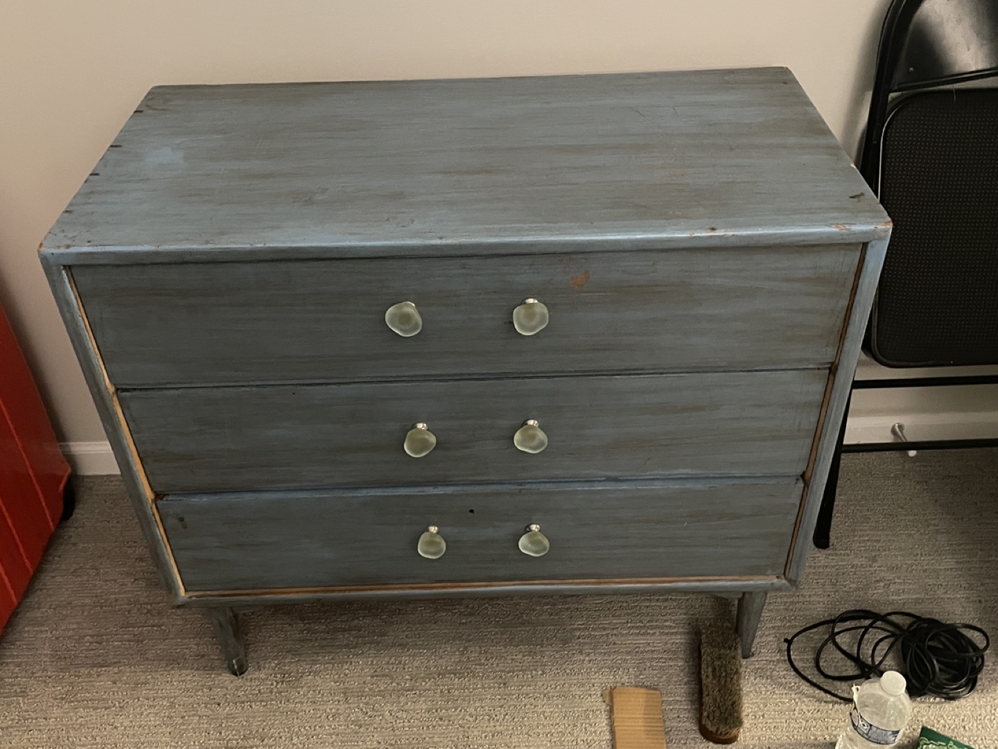 Vintage 3-Drawer Dresser - Blue Painted Wood