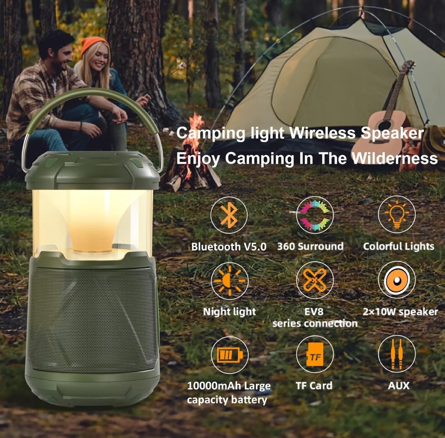 Portable Camping Lantern Speaker with Bluetooth 5.0 image indicator(3)