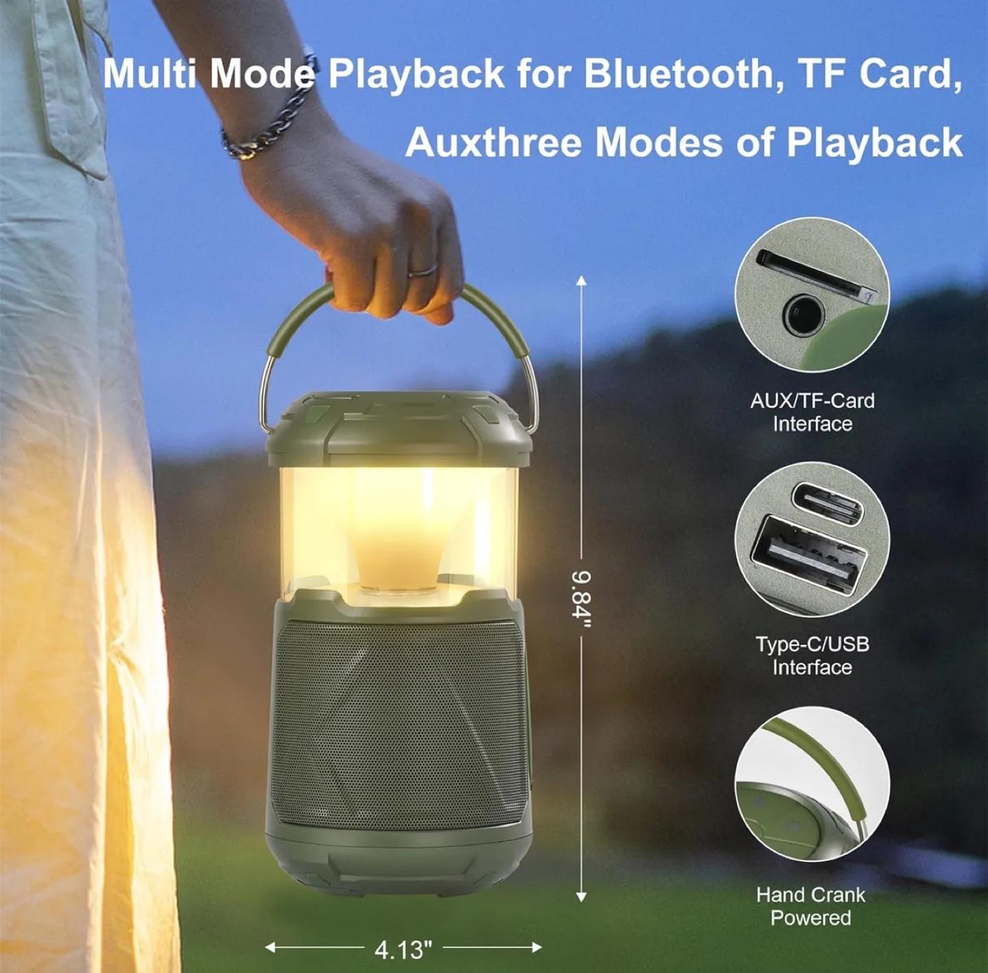 Portable Camping Lantern Speaker with Bluetooth 5.0 image indicator(2)