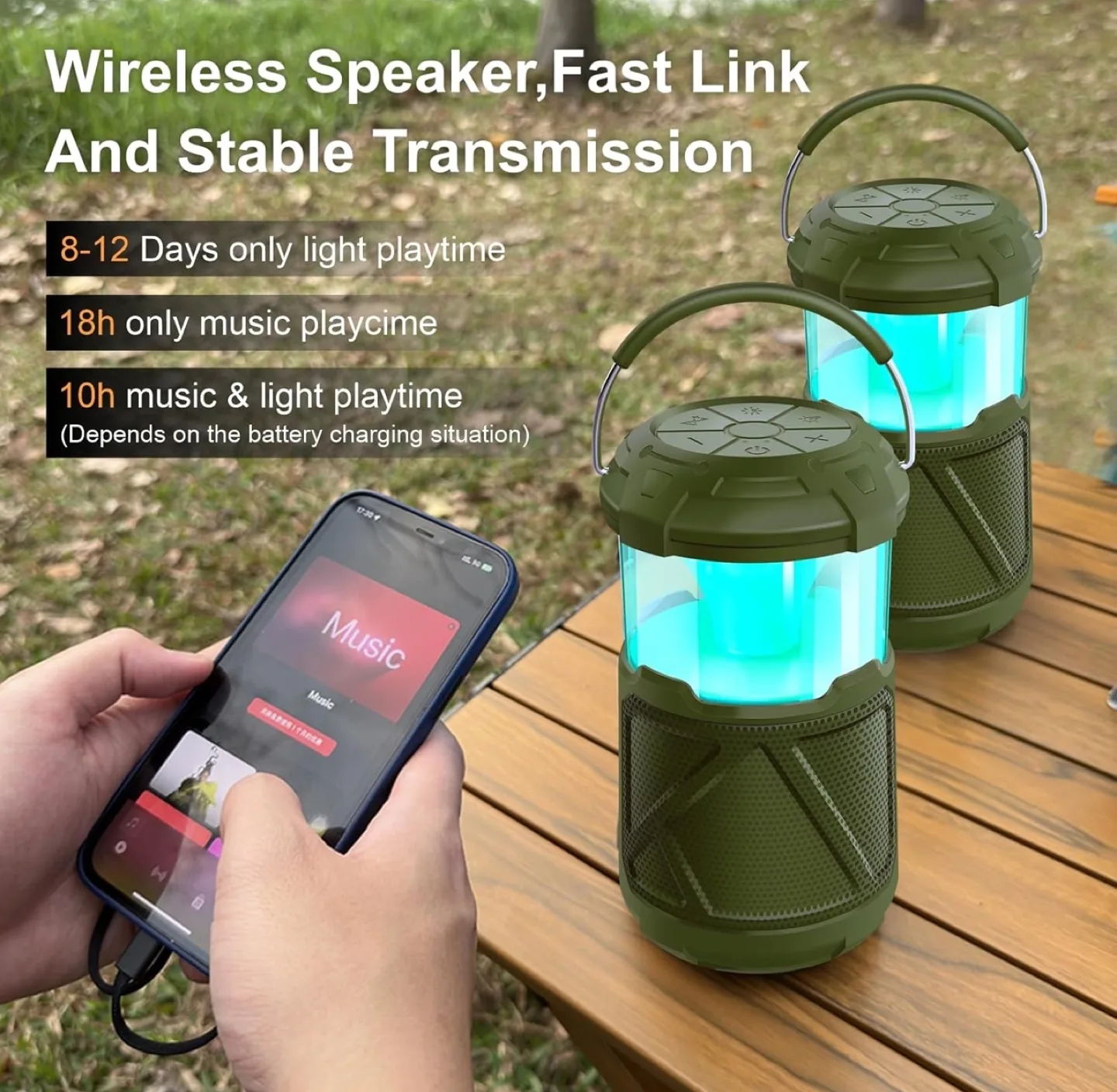 Portable Camping Lantern Speaker with Bluetooth 5.0 image indicator(5)