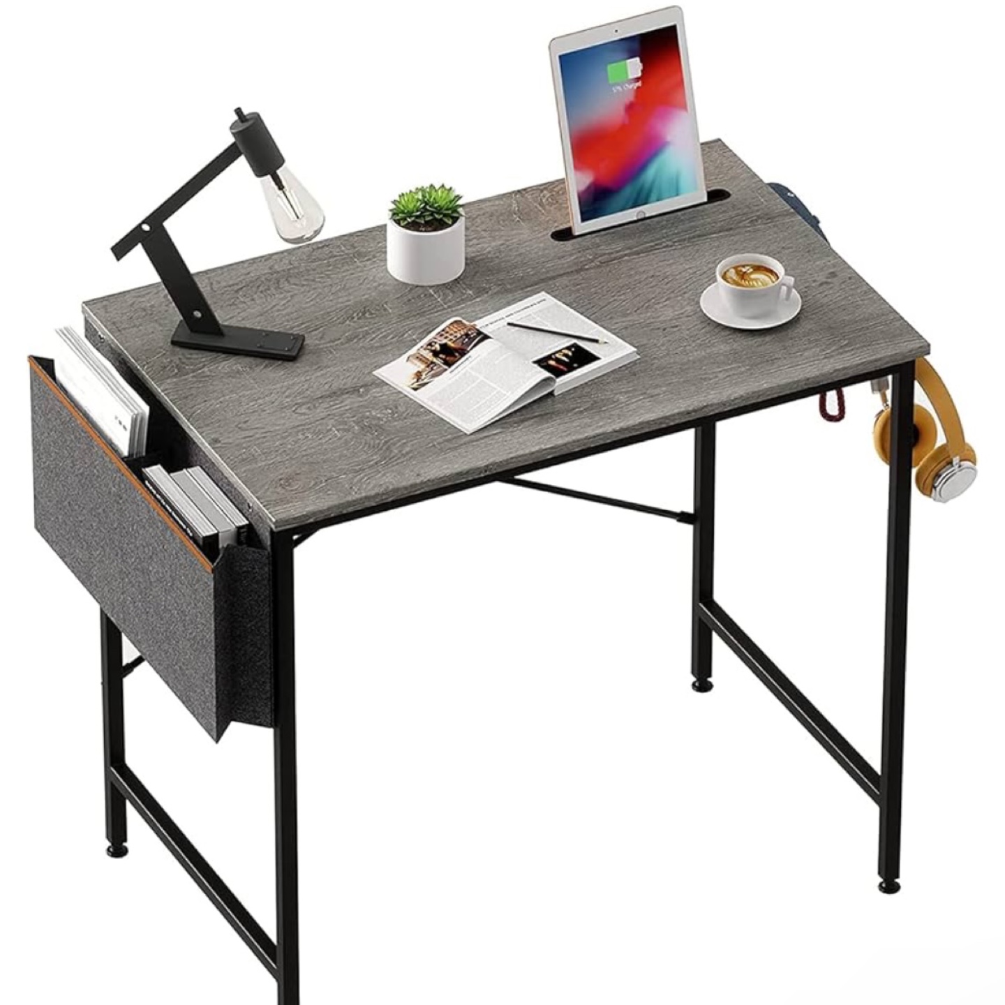 Gray Computer Desk with Storage
