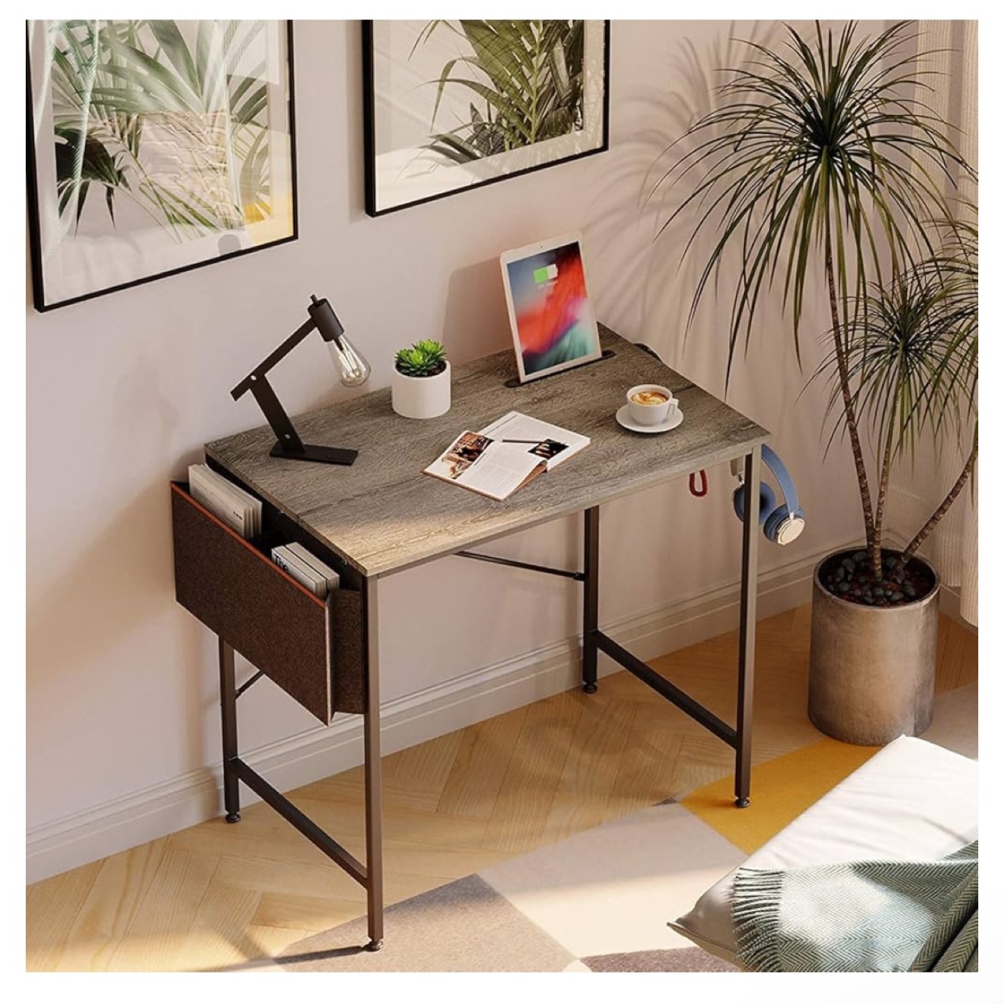 Gray Computer Desk with Storage - photo 2