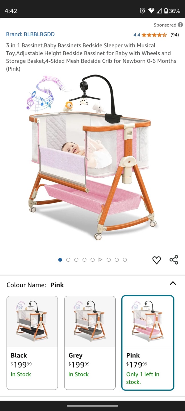 BLBLBGDD Baby Bassinet Bedside Sleeper - Pink - photo 2