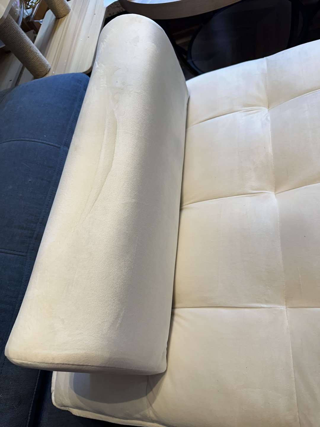 Off-White Velvet Chaise Lounge with Storage - photo 2