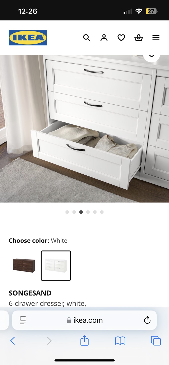 IKEA SONGESAND 6-Drawer Dresser - White - photo 2