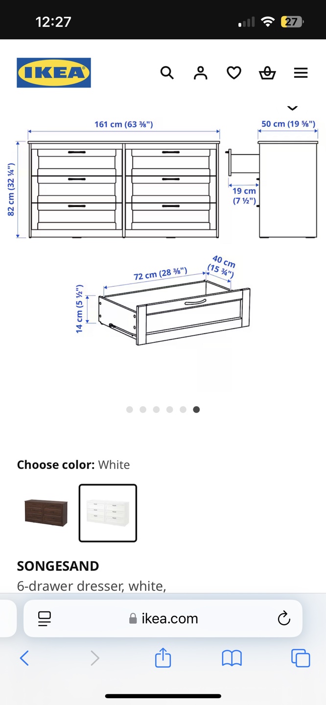 IKEA SONGESAND 6-Drawer Dresser - White - photo 3