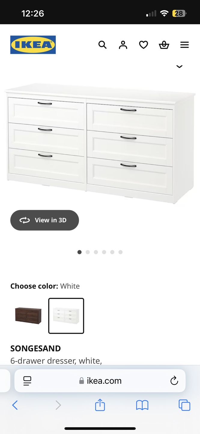 IKEA SONGESAND 6-Drawer Dresser - White