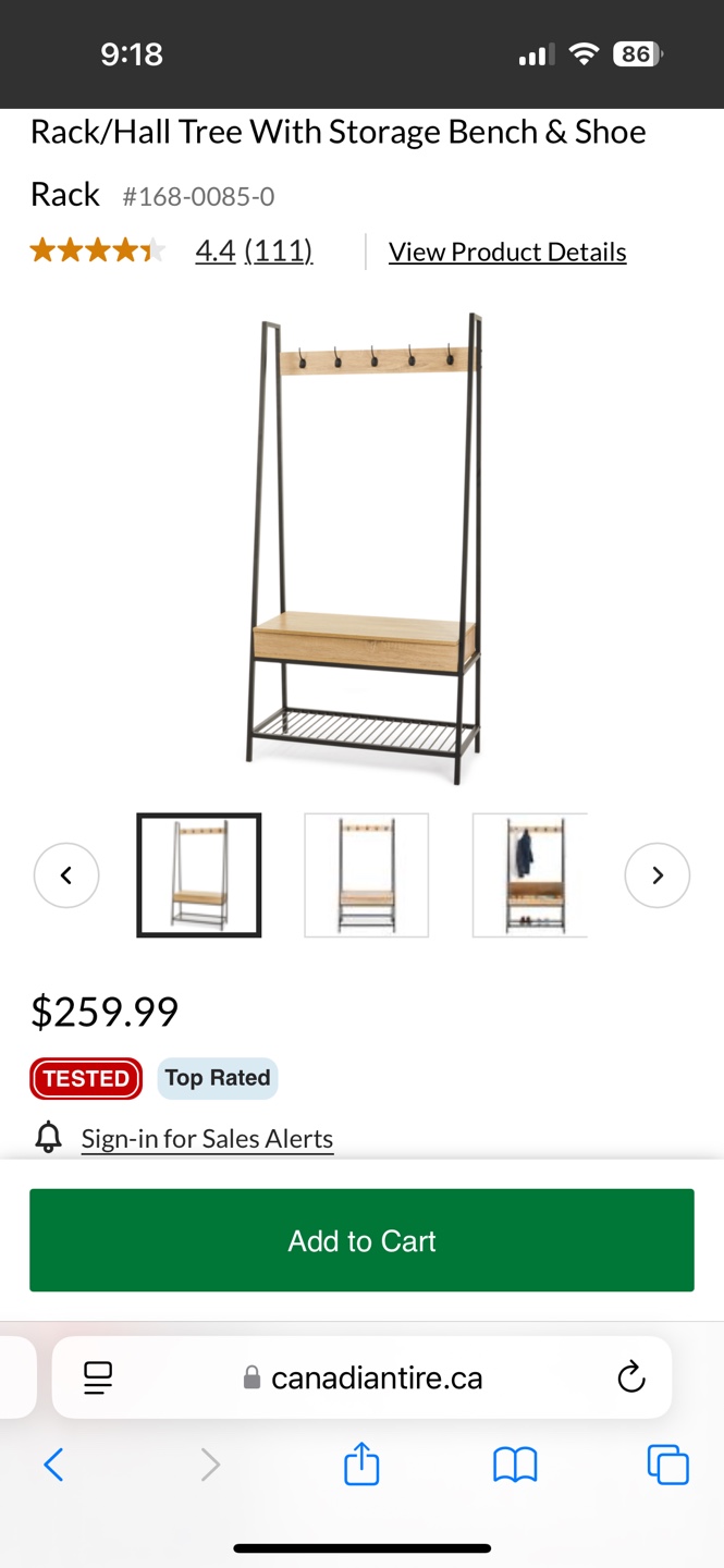 Canadian Tire Hall Tree with Storage Bench & Shoe Rack - photo 4