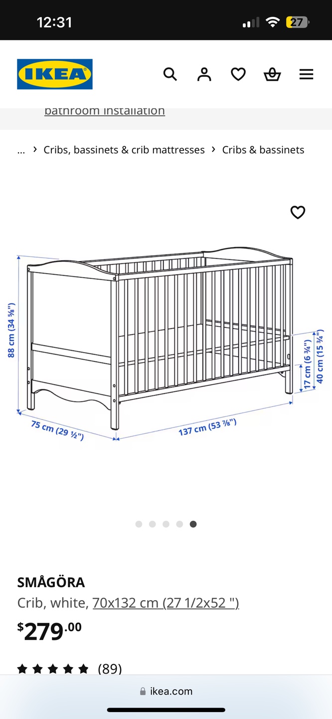 IKEA SMÅGÖRA Crib - White - photo 3