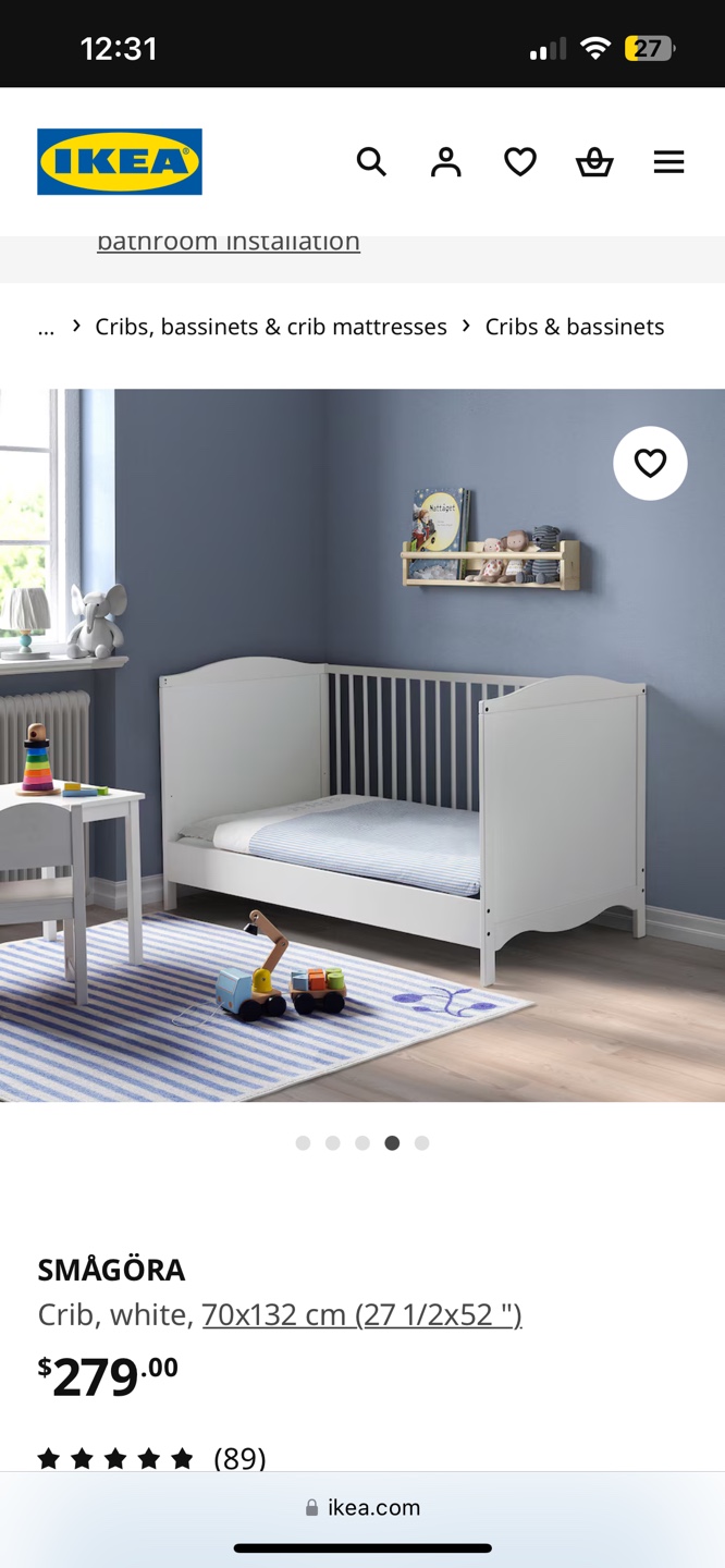 IKEA SMÅGÖRA Crib - White - photo 2