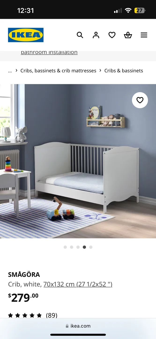 IKEA SMÅGÖRA Crib - White image indicator(2)