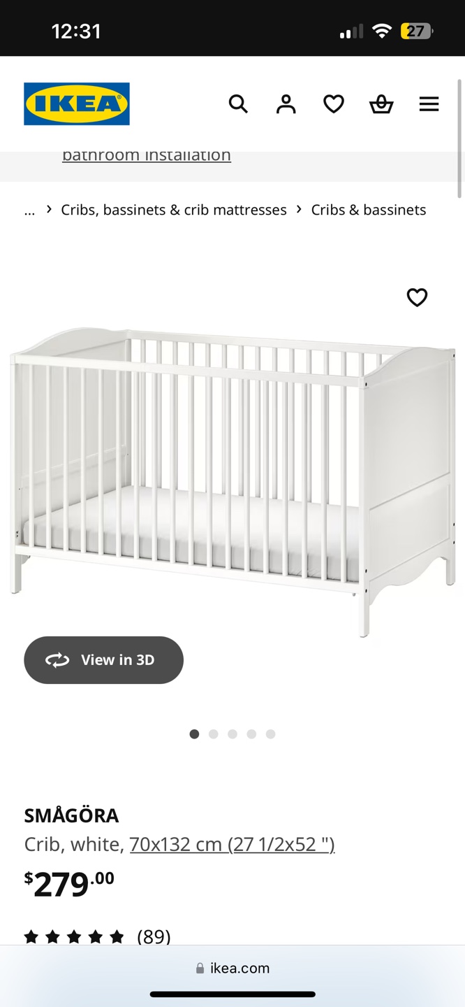 IKEA SMÅGÖRA Crib - White