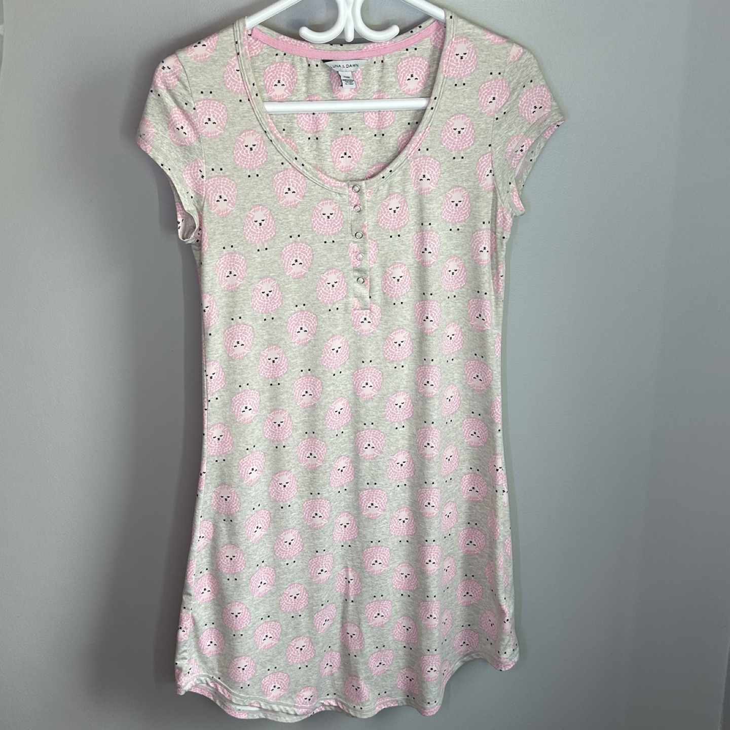 Luna & Dawn Henley Short Sleeve Peachy Soft Nightgown Size S