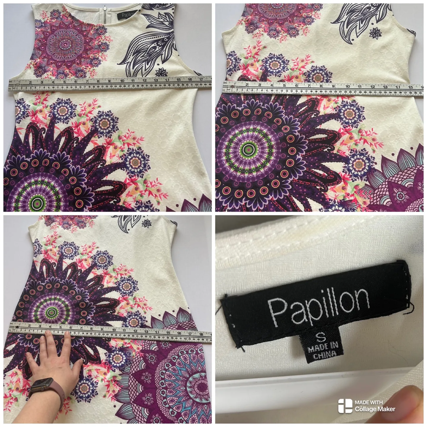 Papillon Sleeveless Textured Mandala Stretchy Midi Dress Size S image indicator(6)