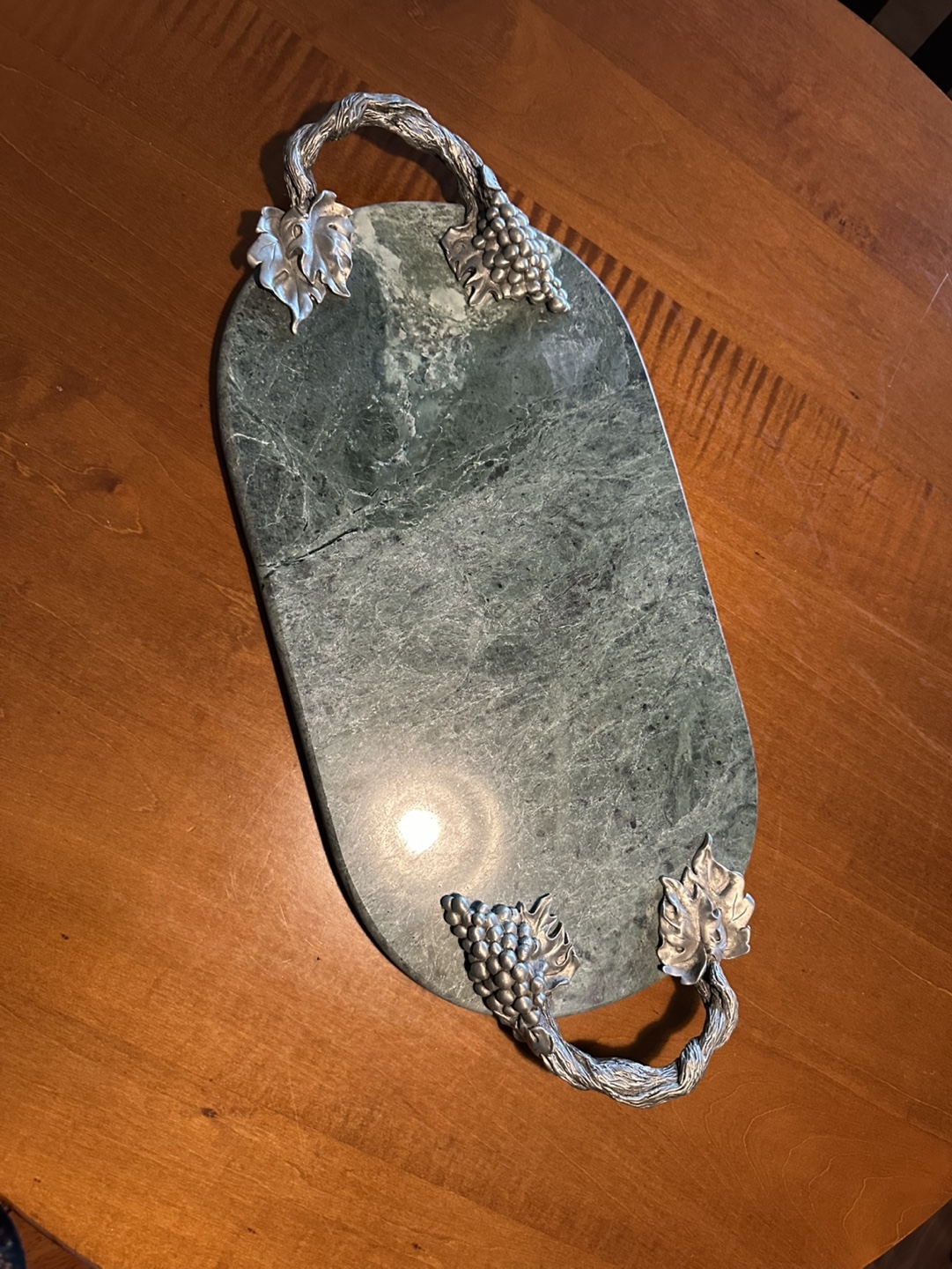 Marble Serving Tray with Grapevine Handles - photo 3