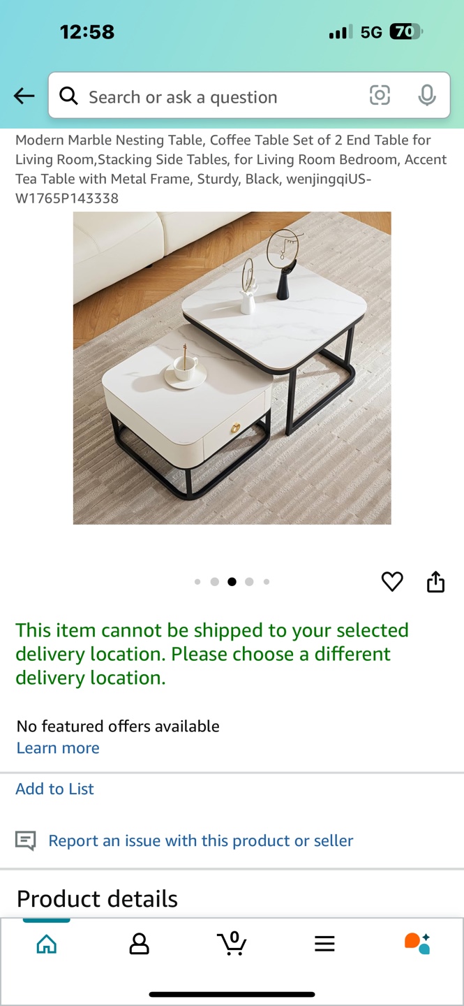 Modern Marble Nesting Coffee Tables - Set of 2