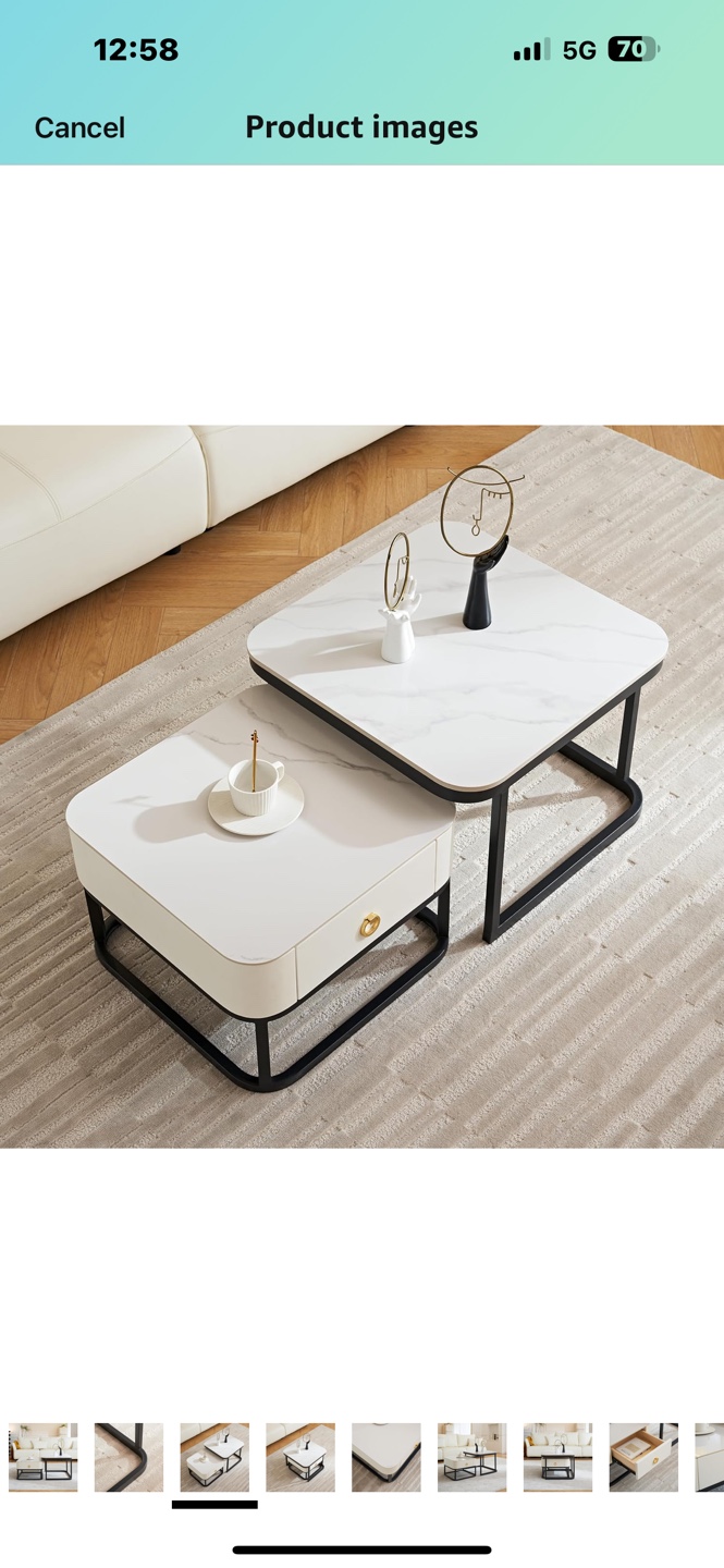 Modern Marble Nesting Coffee Tables - Set of 2 - photo 2