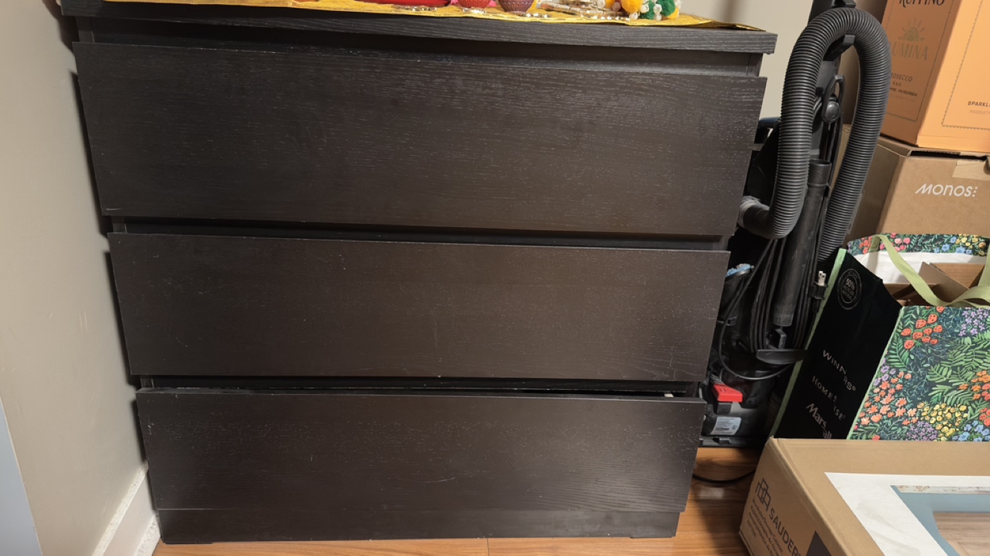 IKEA MALM 3-Drawer Chest - Black-Brown