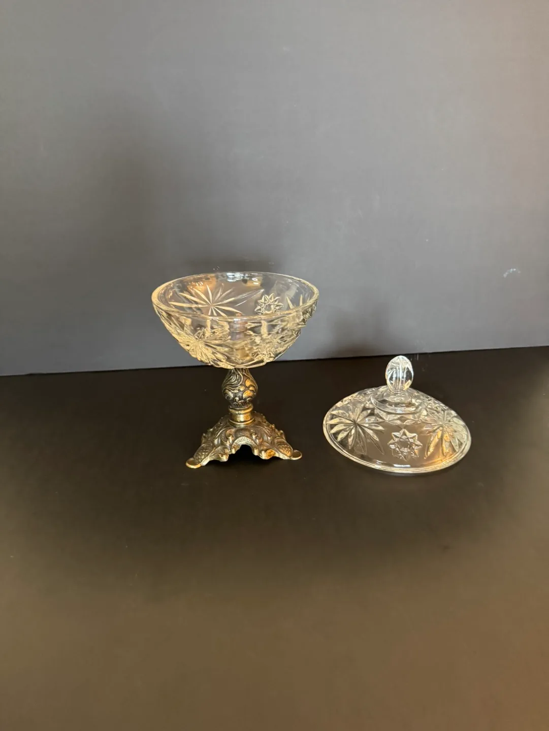 Vintage Crystal Candy Dish with Lid & Stand image indicator(2)