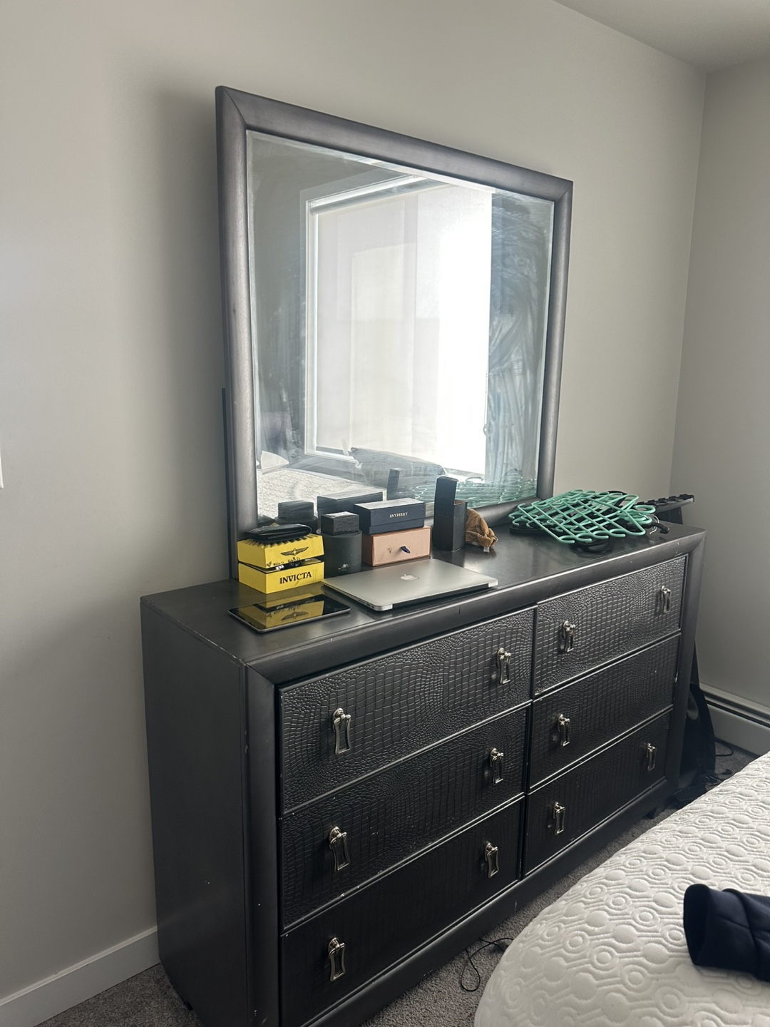 Dark Brown Six-Drawer Dresser with Mirror - photo 2