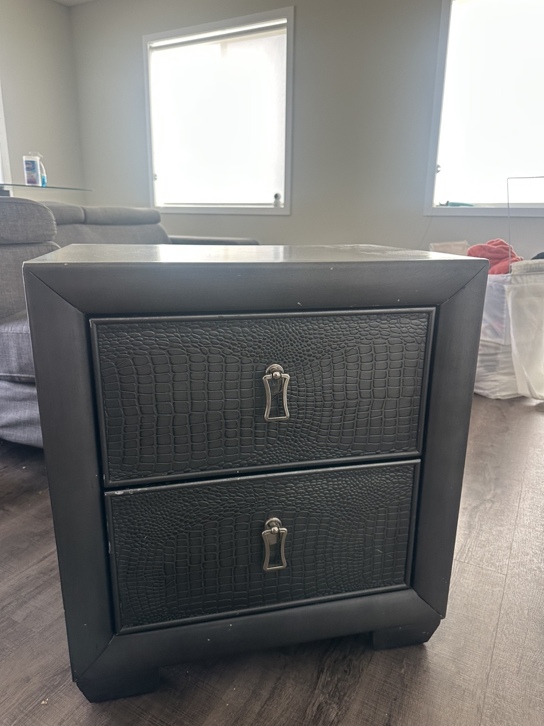 Dark Two-Drawer Nightstand