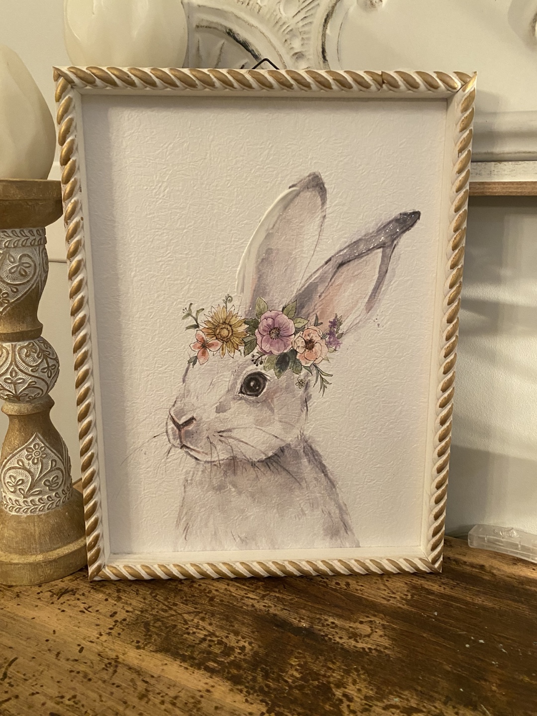Adorable Bunny Rabbit Floral  Wall Art