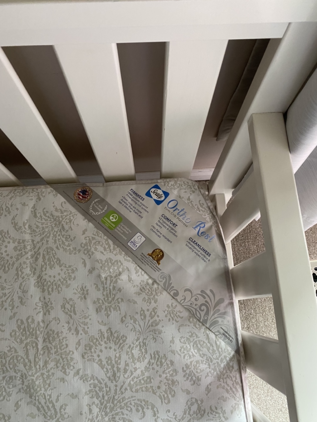 White Toddler Bed with Guardrail and Mattress - photo 2