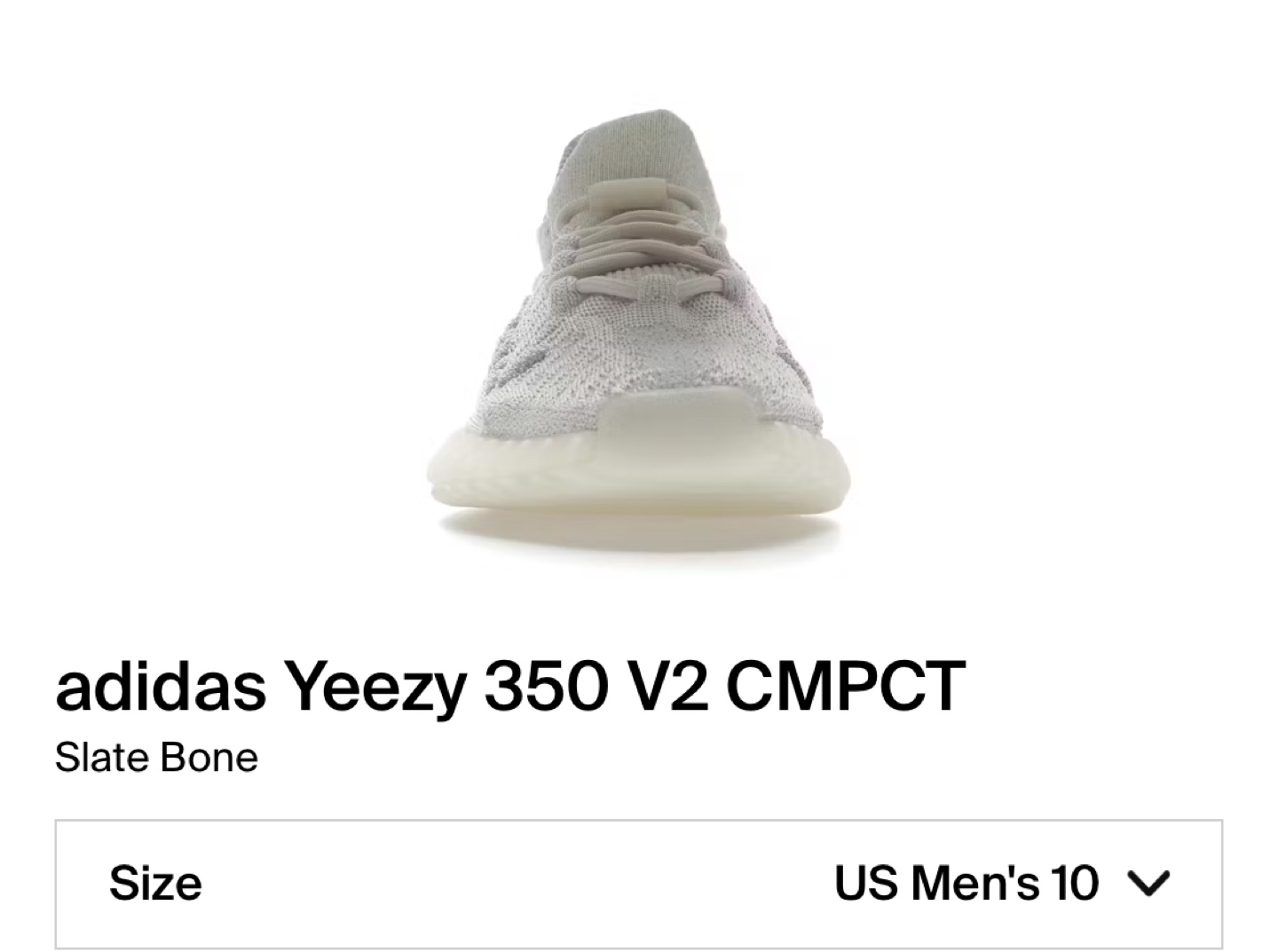 Adidas Yeezy 350 V2 CMPCT Slate Bone - Men's Size 10 - photo 2