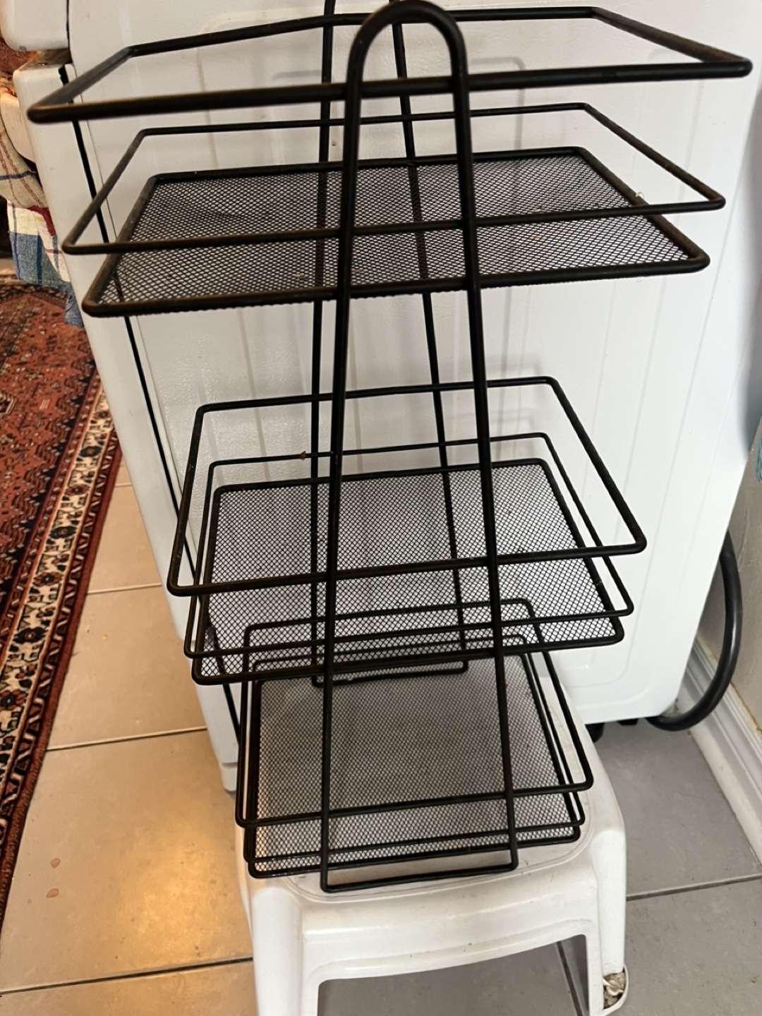 Three-Tier Black Metal Storage Rack