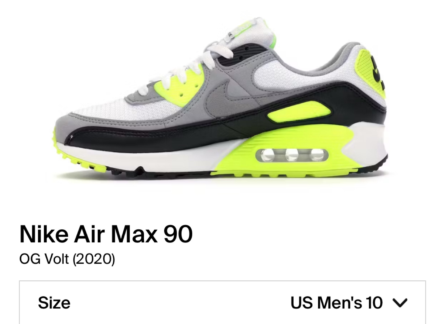 Nike Air Max 90 OG Volt (2020) Men's Size 10 New - Never Used - photo 4