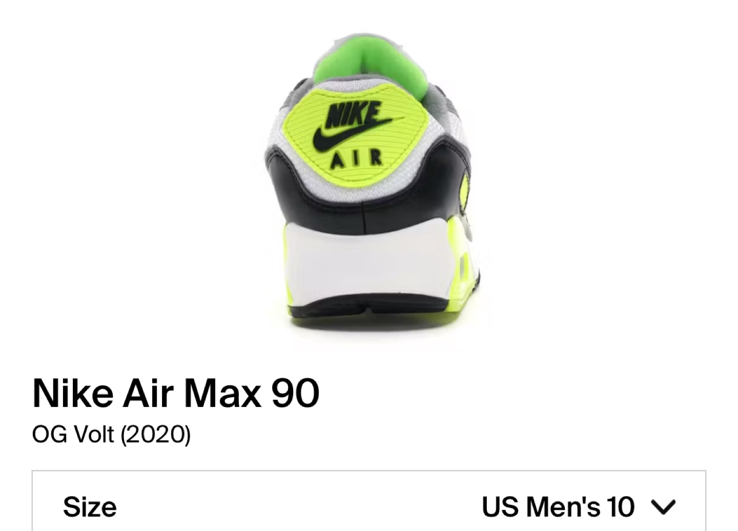 Nike Air Max 90 OG Volt (2020) Men's Size 10 New - Never Used - photo 3