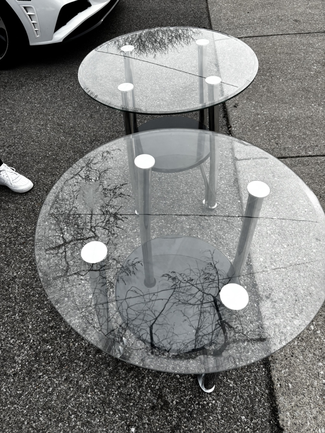 Set of Three Glass Top Coffee Tables - photo 2