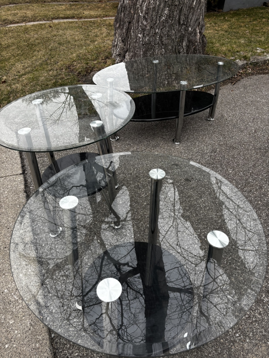 Set of Three Glass Top Coffee Tables - photo 3