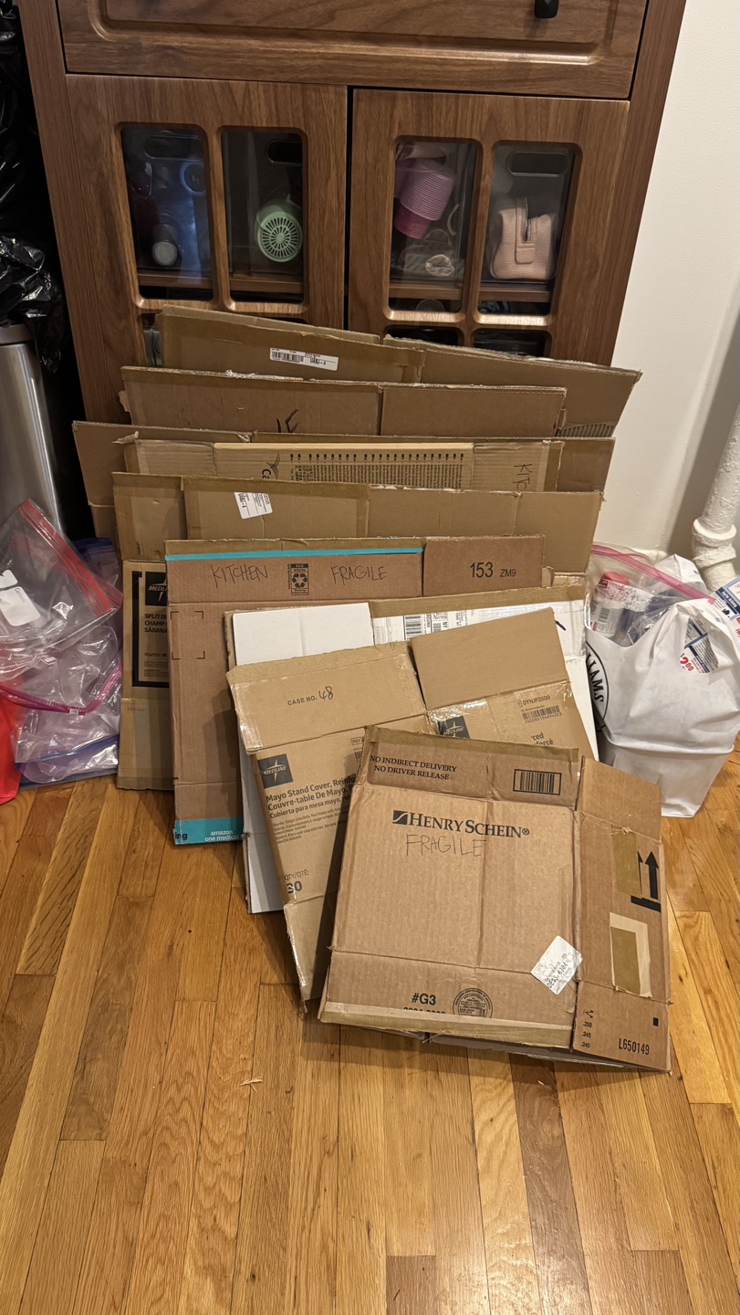 Moving Supplies - Boxes, Tape, Large Ziploc bags, Reusable bags