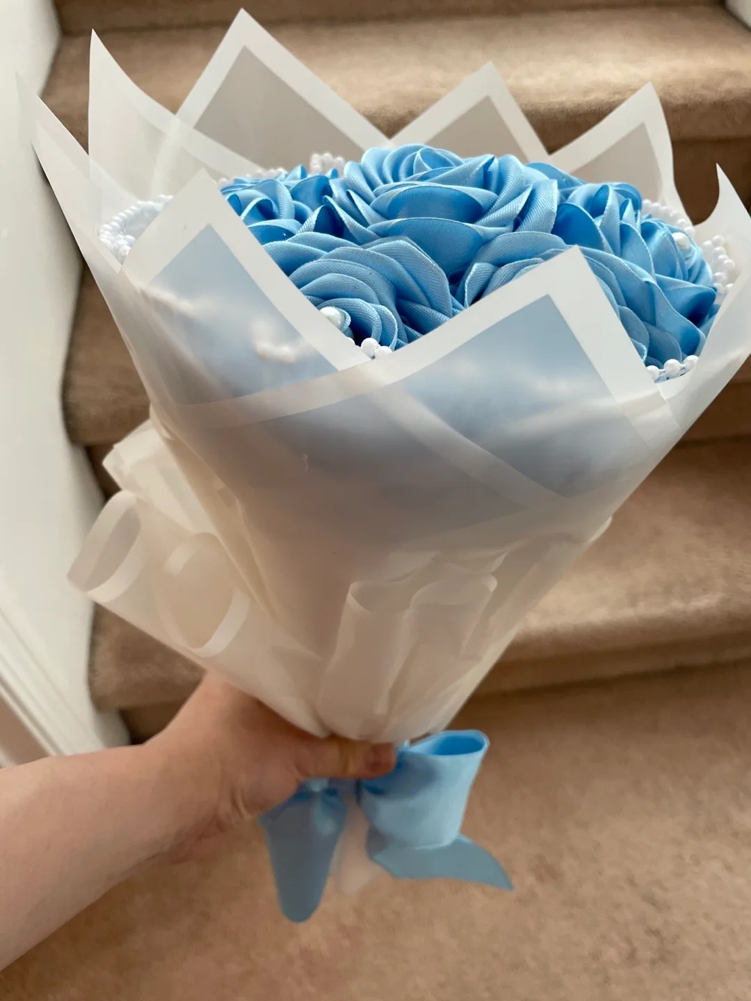 Beautiful Light Blue Satin Rose Bouquet image indicator(2)
