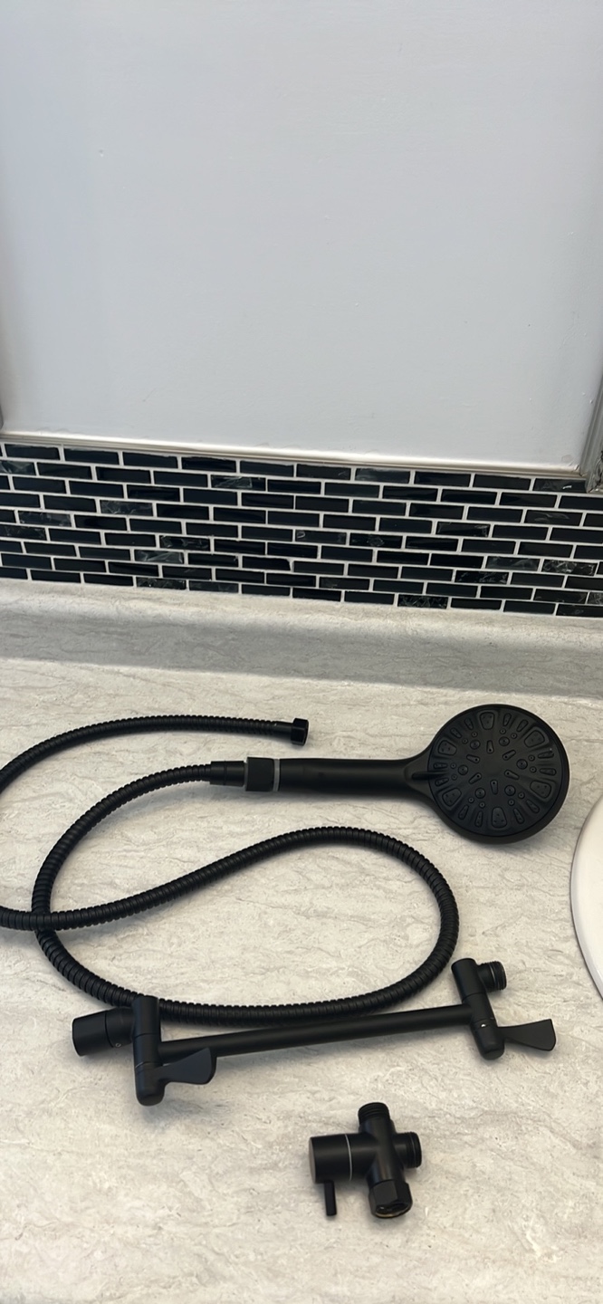 Black Matte Shower Faucet Set with Handheld Shower Head - photo 2