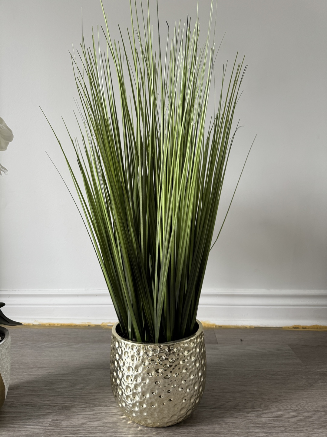 Artificial Grass Plant in Silver Pot