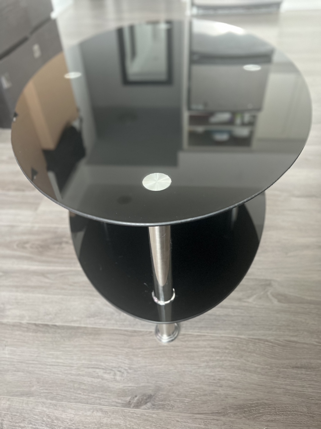 Black Glass Coffee Table with Chrome Legs - photo 2