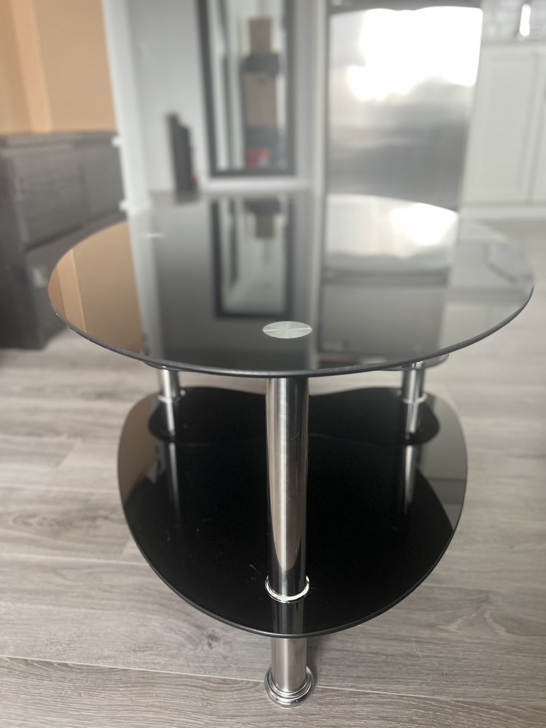 Black Glass Coffee Table with Chrome Legs