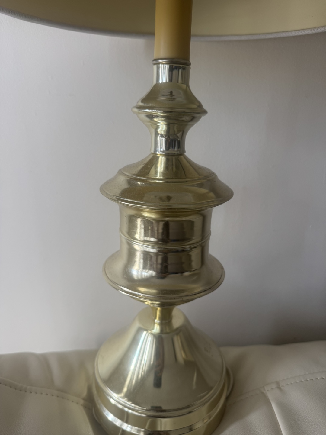 Brass Table Lamp with Off-White Shade