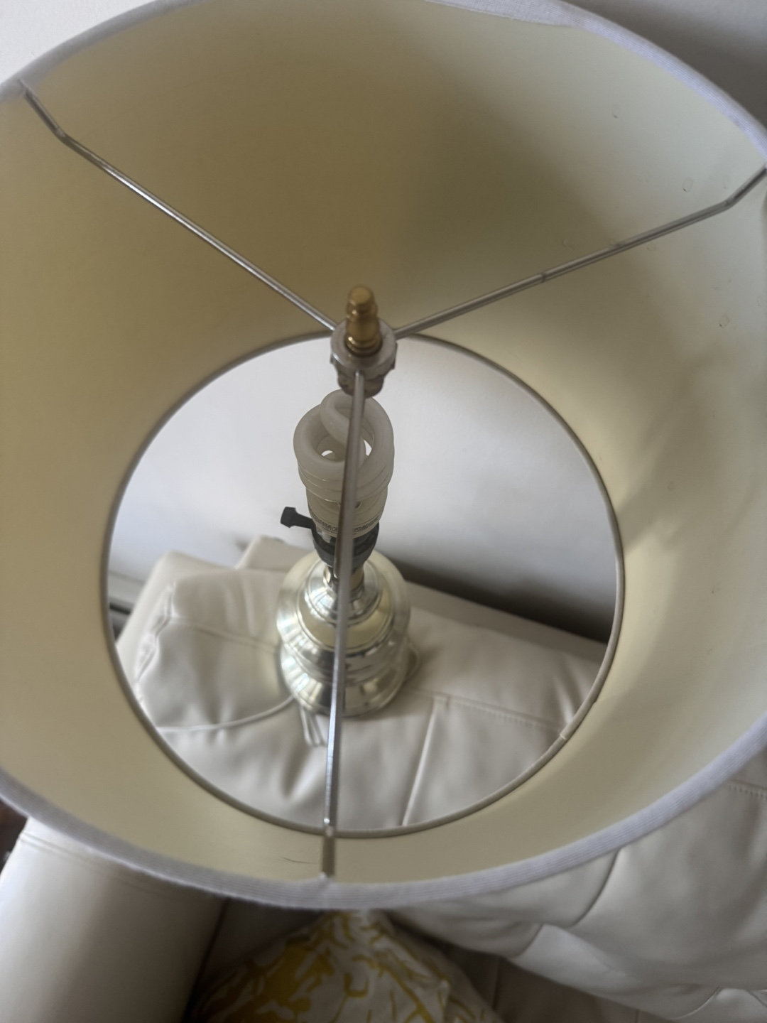 Brass Table Lamp with Off-White Shade - photo 2