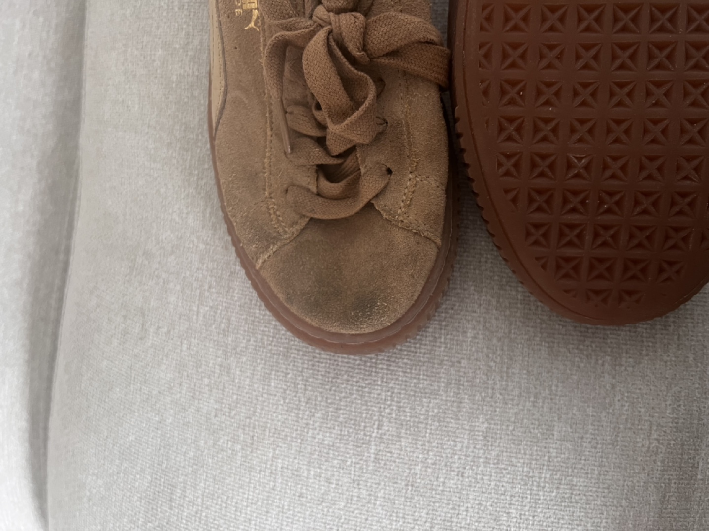 Women's Puma Platform Suede Sneakers - Tan - photo 3
