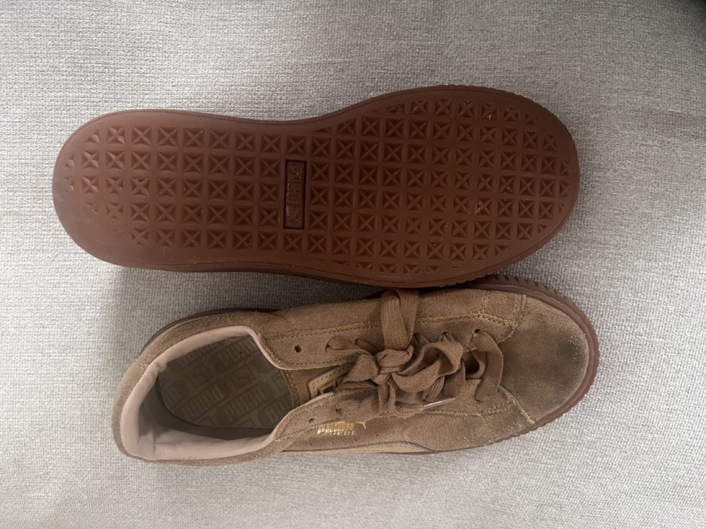 Women's Puma Platform Suede Sneakers - Tan - photo 4