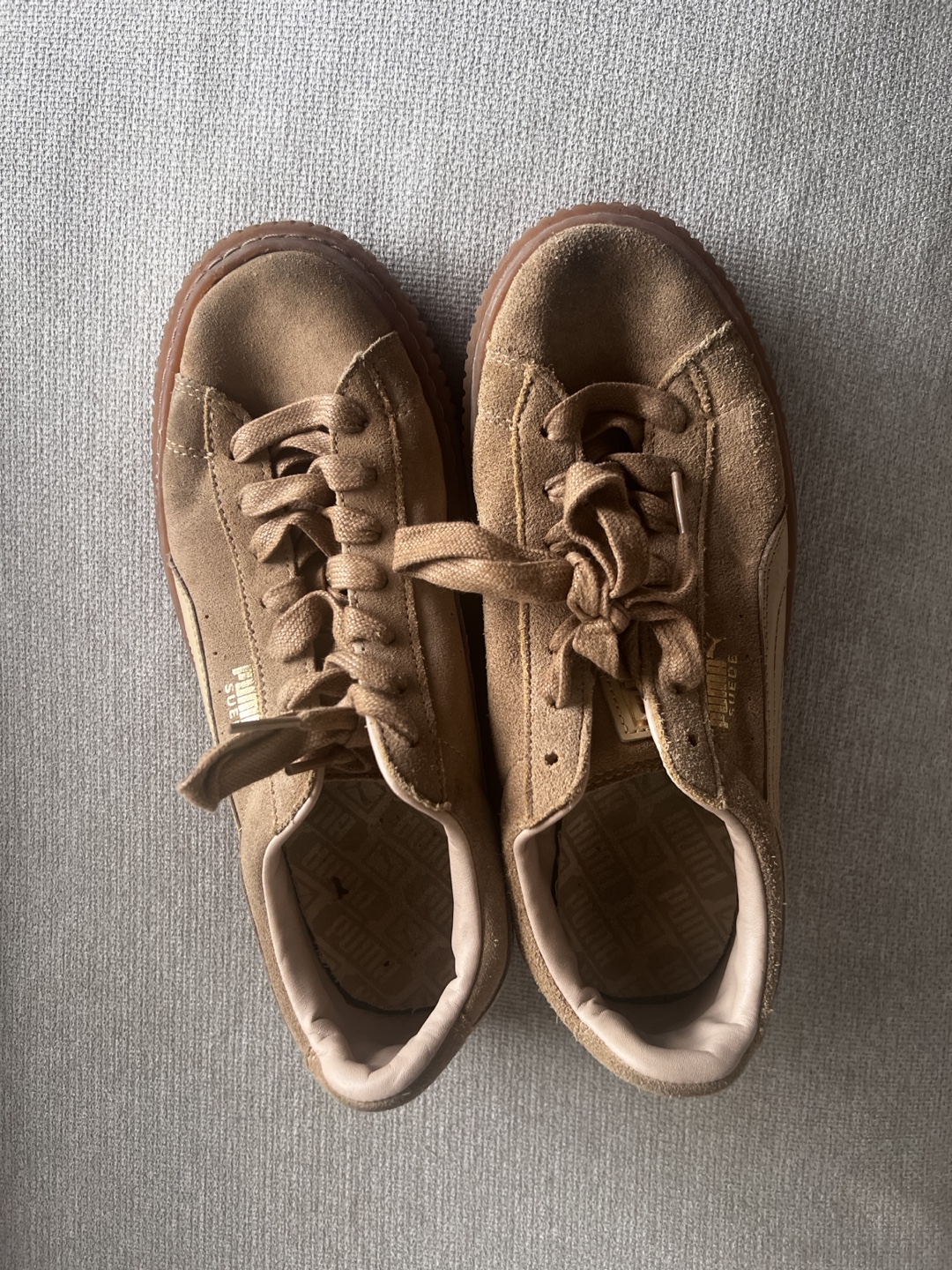 Women's Puma Platform Suede Sneakers - Tan