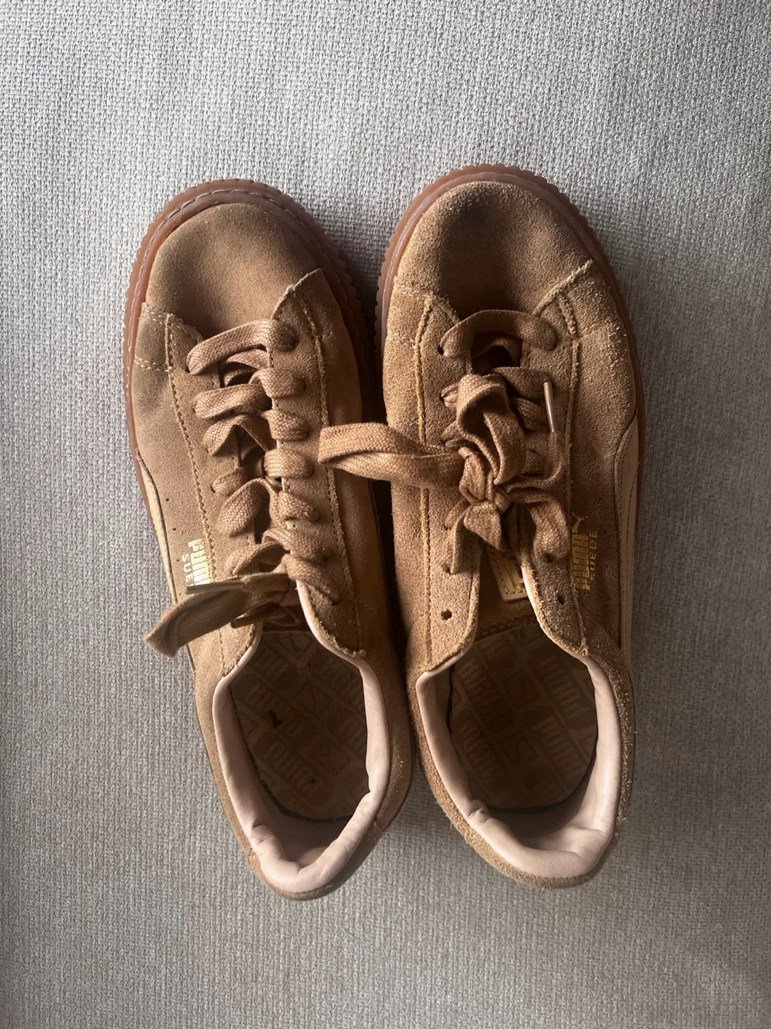 Women's Puma Platform Suede Sneakers - Tan thumbnail