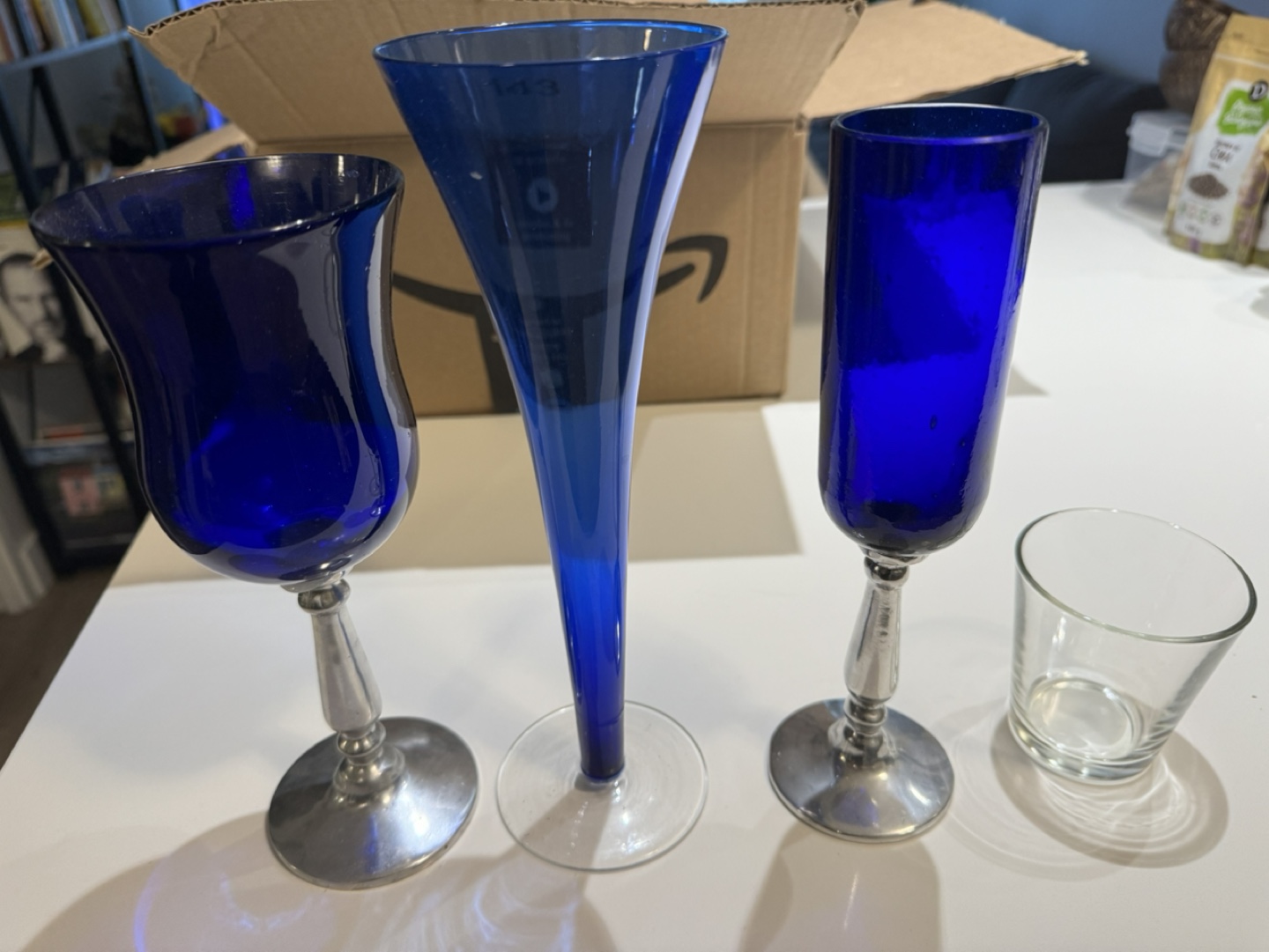 Free Cobalt Blue Glassware Set with extra white glasware - photo 3
