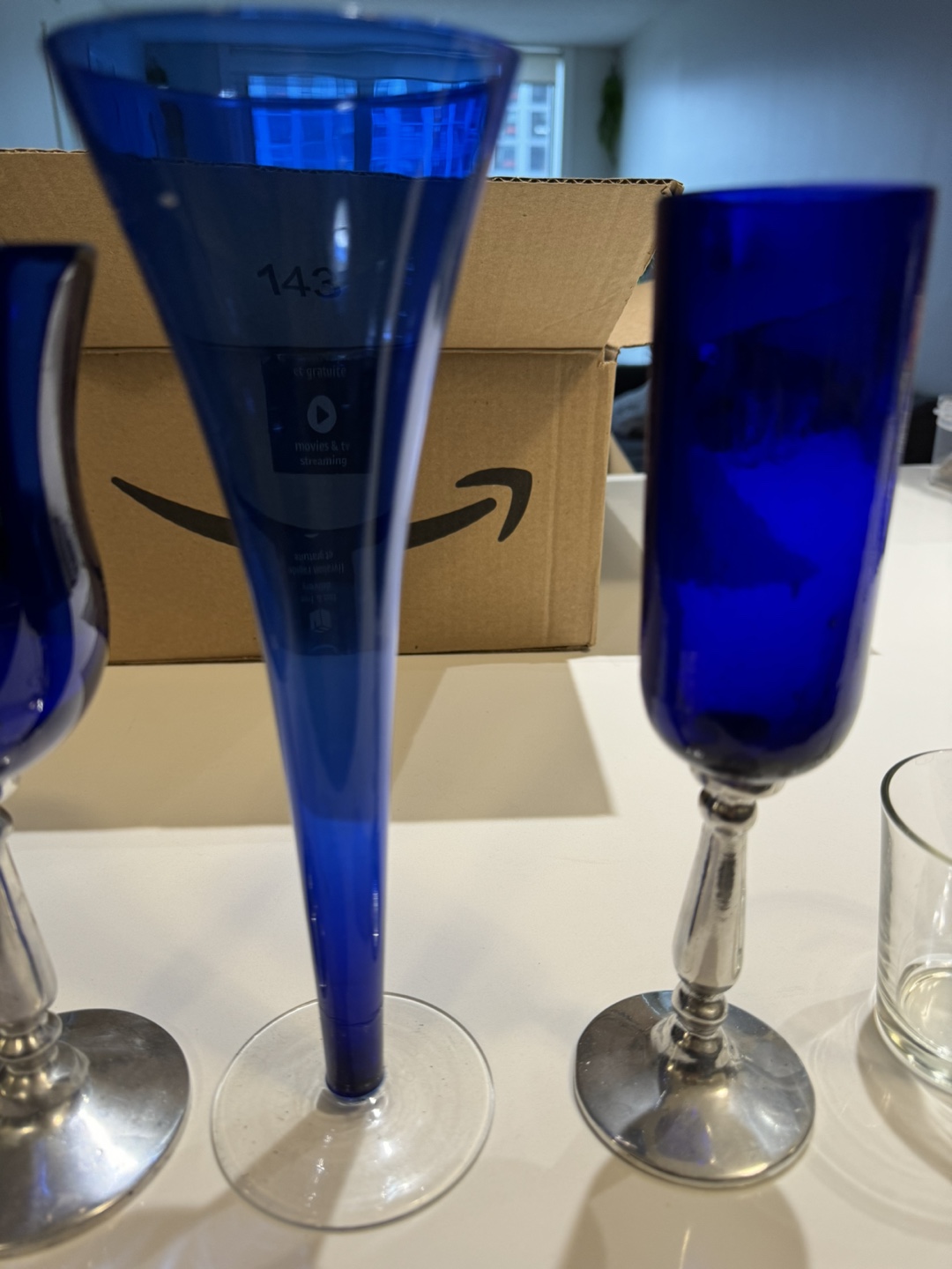 Free Cobalt Blue Glassware Set with extra white glasware