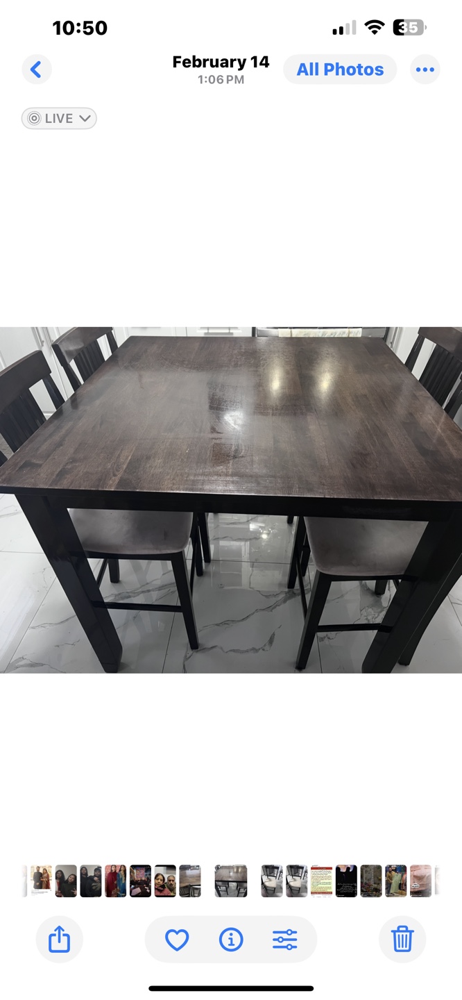 Dark Brown Kitchen Table and Four Chairs Set - photo 2