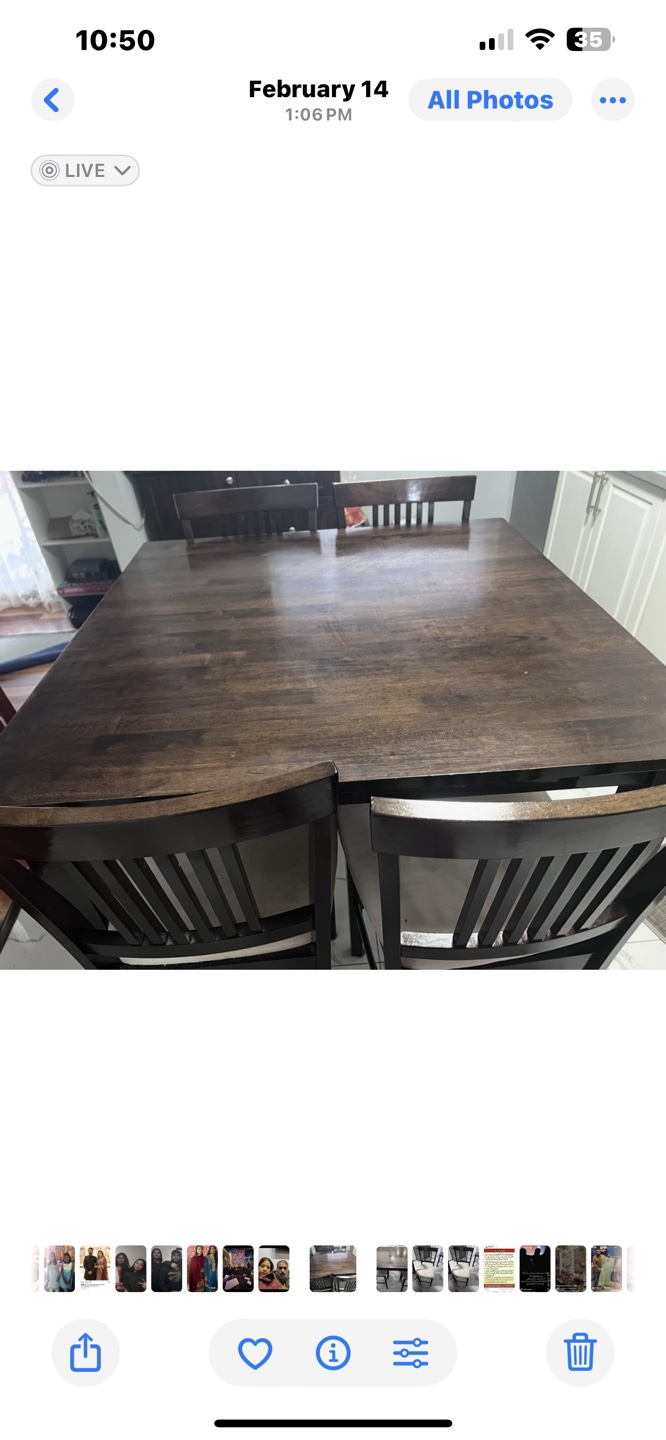 Dark Brown Kitchen Table and Four Chairs Set
